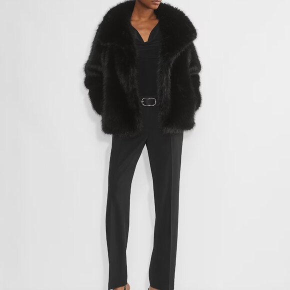 NWT Aritzia TEN Banter Coat - Real Faux Fur Sz M Black - Picture 2 of 7